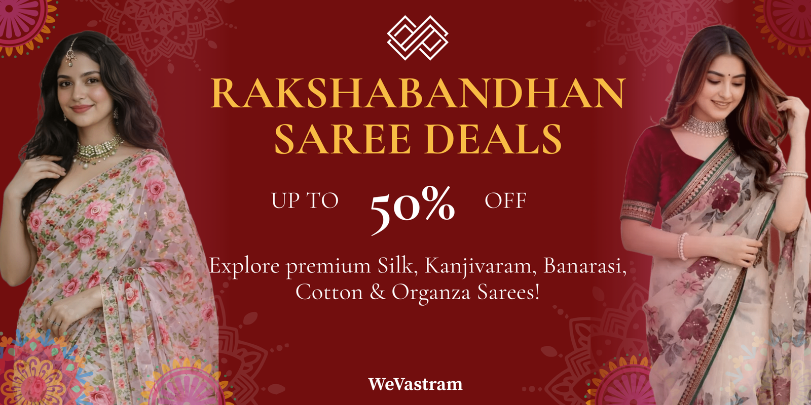 WeVastram premium sarees including Silk, Kanjivaram, Banarasi, Cotton and Organza sarees