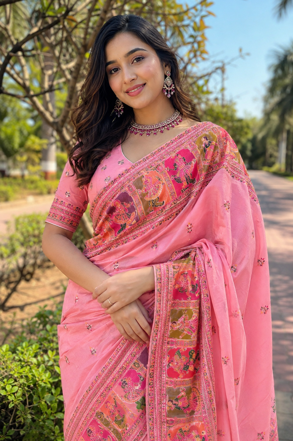 Light Pink Woven Saree